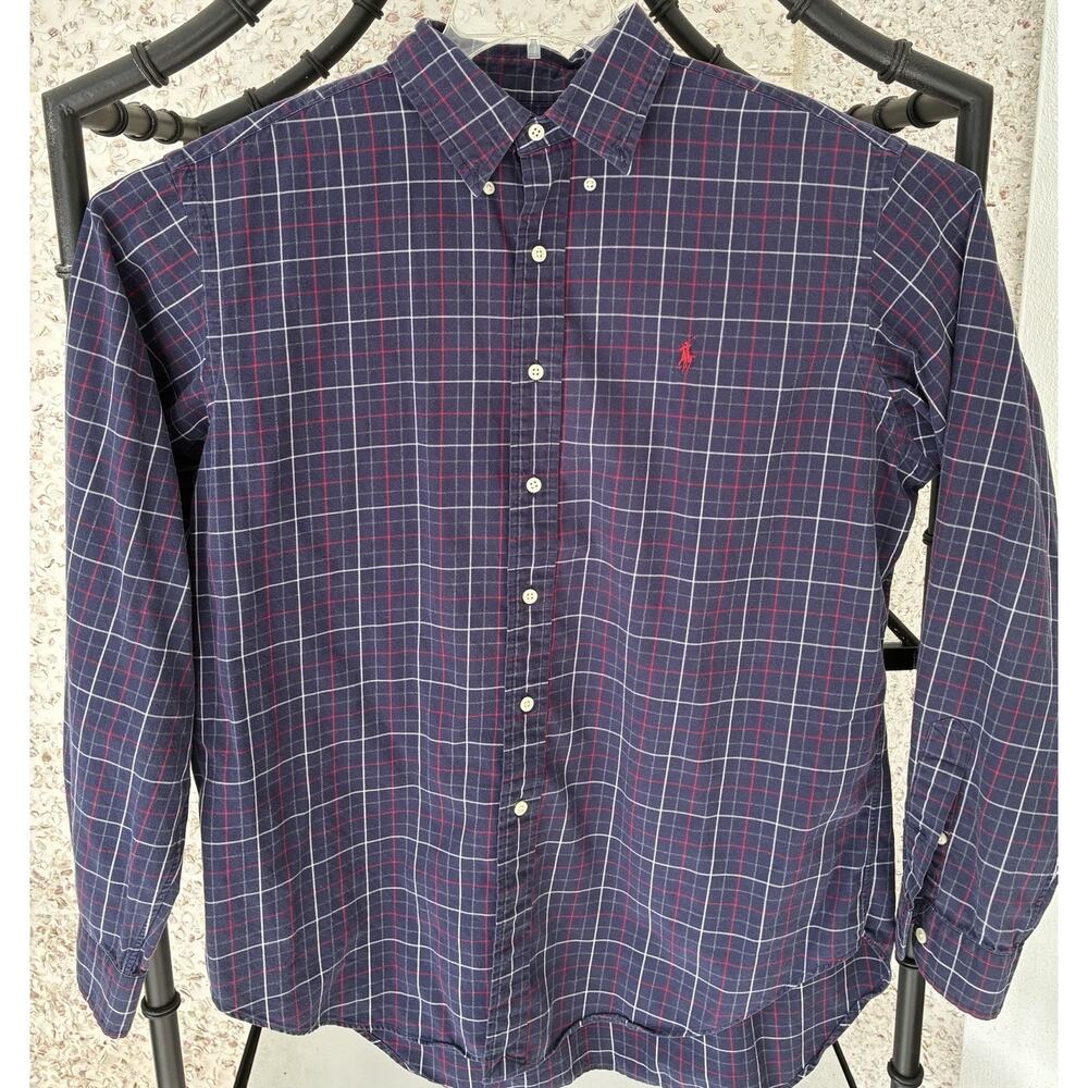 Polo Ralph Lauren Button Up Shirt Mens XL Purple Plaid Classic Fit